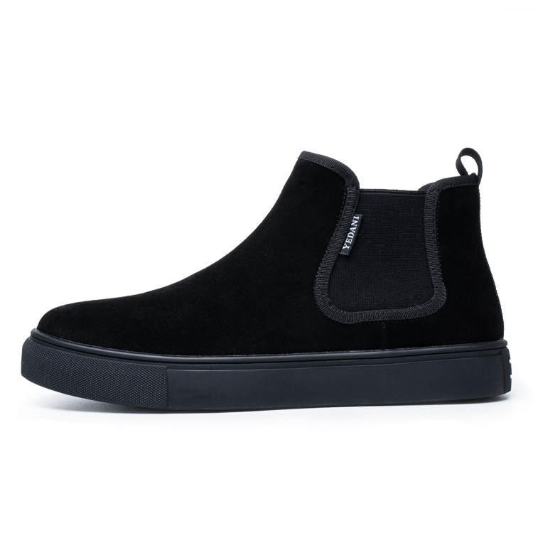 YEDANI Cow Suede Short Chelsea Boots Men's Black