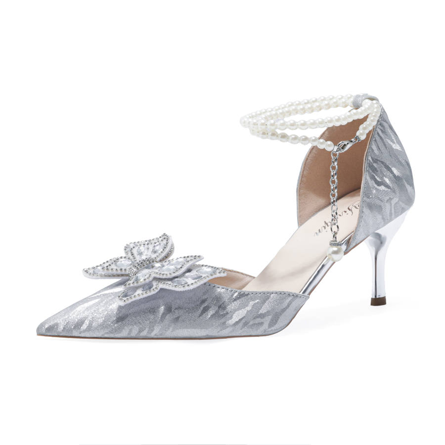 YIYIQIN Microfiber Leather High Heels Women's Silver Gift Box Set
