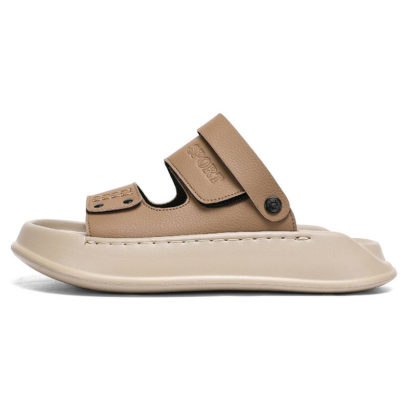 CAOZE Beach Sandals Men's Black Khaki