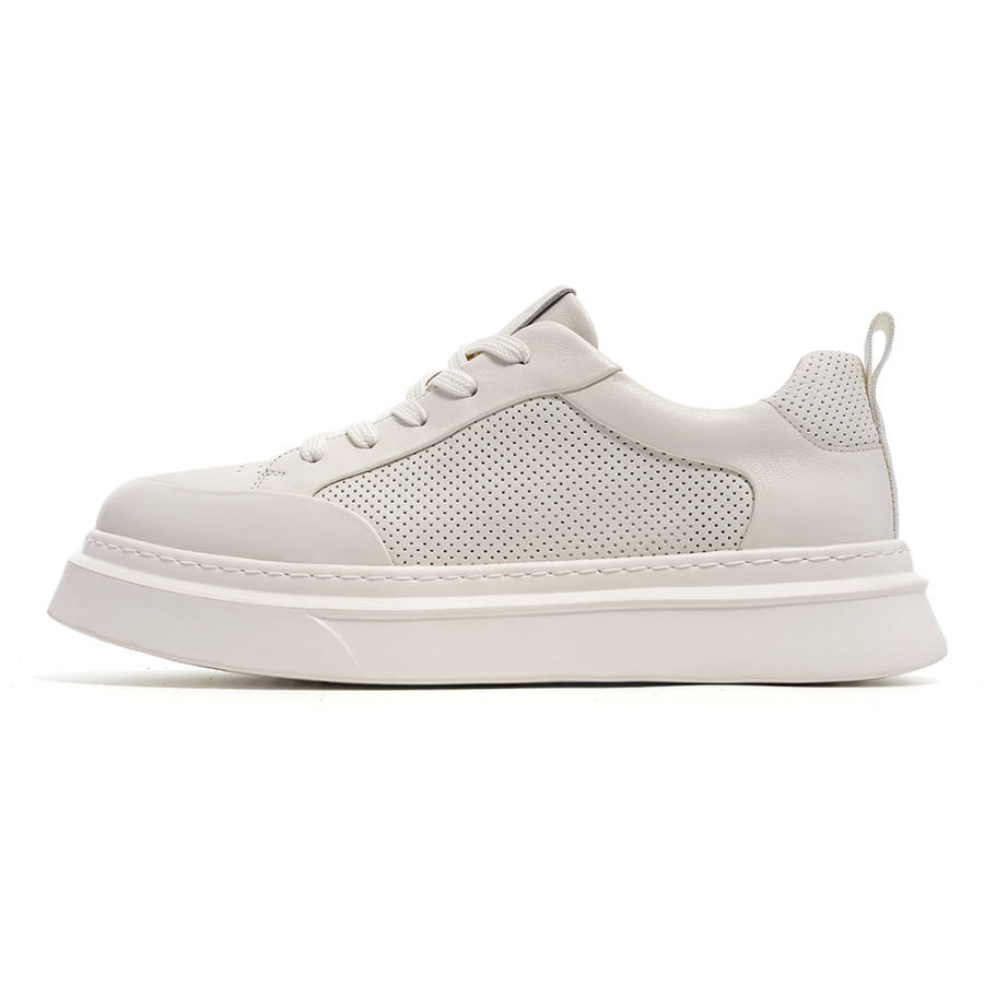 C°BANNER Cow Leather Low top Skateboard Shoes Men's White