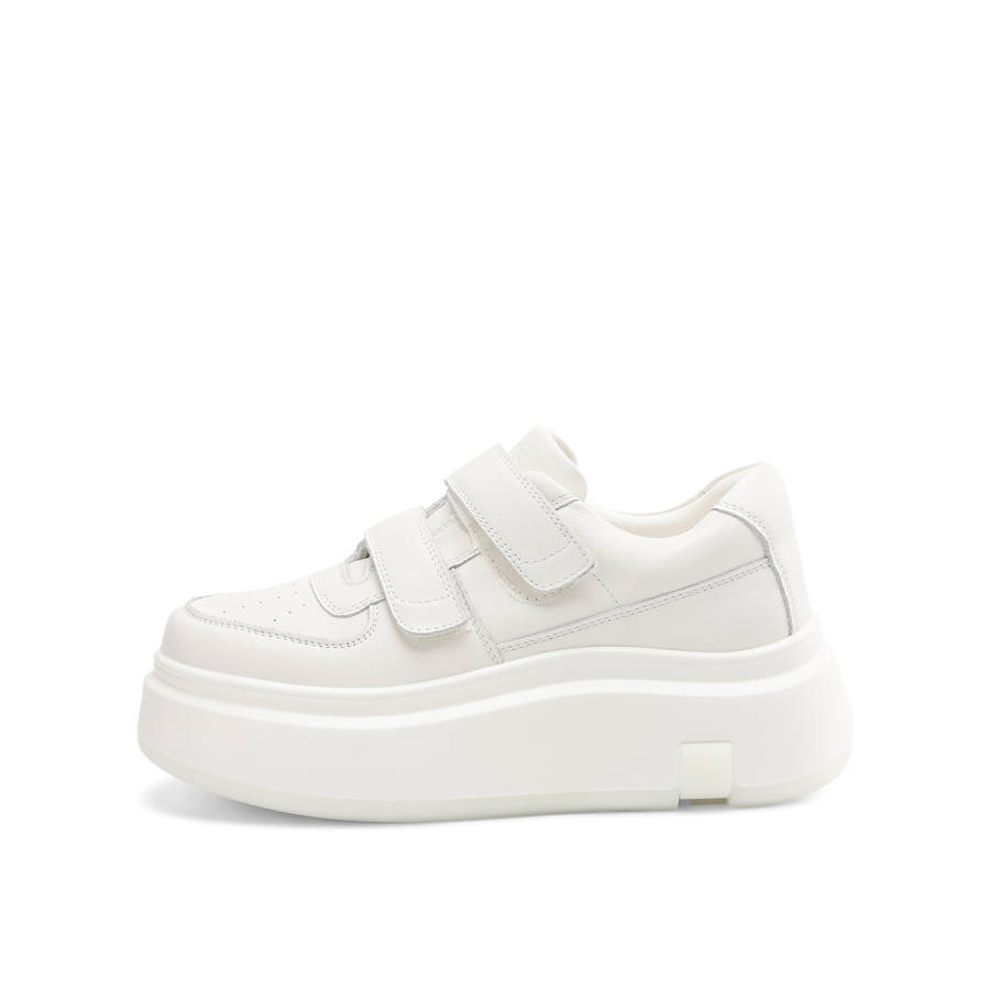 Rosa Bianca White Sneakers Top Grain Cow Leather Height Increasing Height Increasing Low top Casual Shoes Women's White
