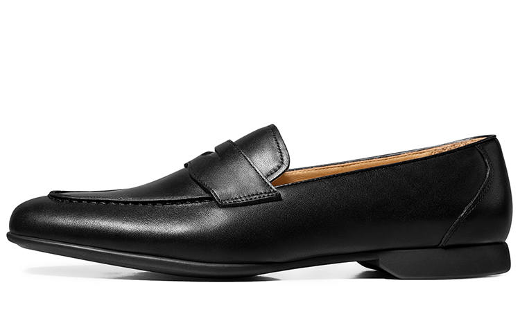 THOM WILLS British Business Calfskin Penny Loafers Casual Shoes Men's Black