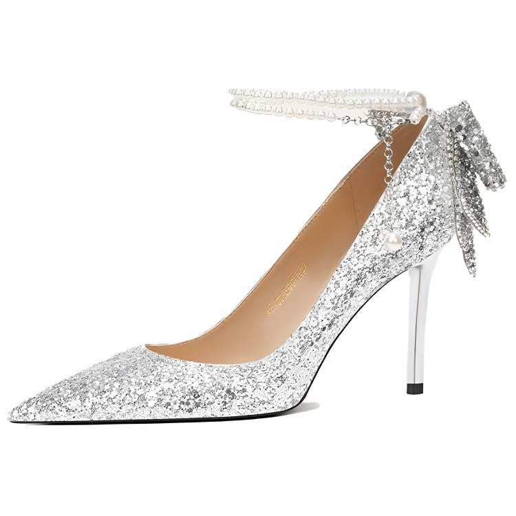 MIZAIJIA Shinny Leather Slim Heel High Heels Women's