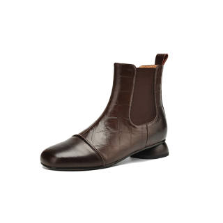 Yeezyy Reezy Cow Leather Short Chelsea Boots 3cm Women's