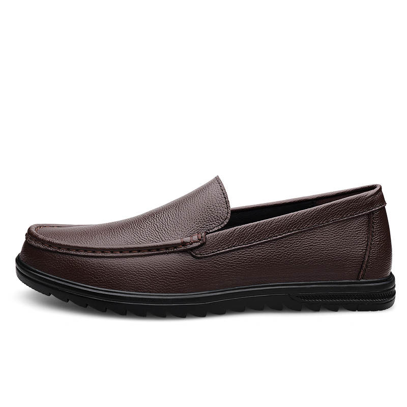 YINGLUNQISHI Top Grain Cow Leather Casual Shoes Men's Brown