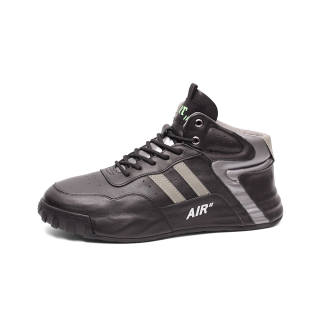 Daying Cow Leather Slip Resistant And Breathable Slip Resistant And Breathable High top Casual Shoes Men's Black
