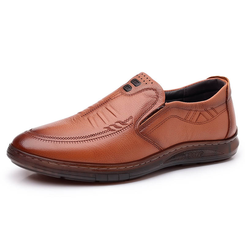 CITONGXIANSHENG Top Grain Cow Leather Casual Shoes Men's Brown