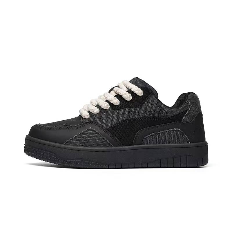 MPZY MPZY Microfiber Leather Cushioning Low top Skateboard Shoes Unisex Black