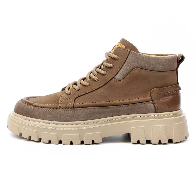 SHENGDAQISHI Cow Leather Short Combat Boots 4.5cm Men's