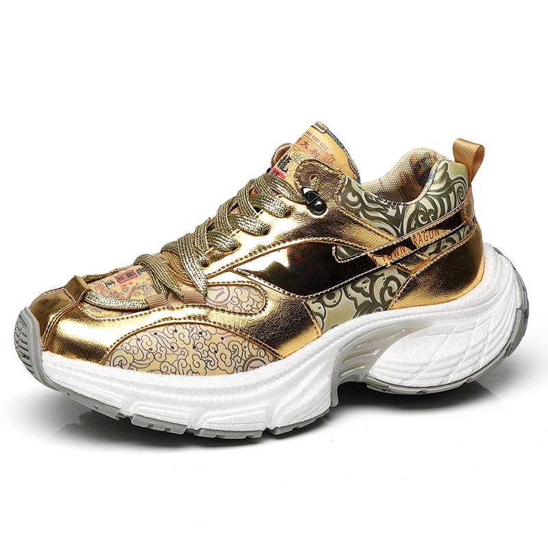 I.30 Slip Resistant, Abrasion Resistant, Lightweight Low top Chunky Sneakers Men's Gold
