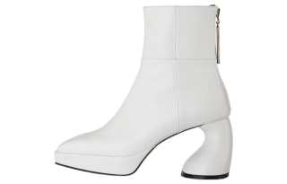 YUUL YIE Cow Leather Ankle Boots 8.1cm Women's White