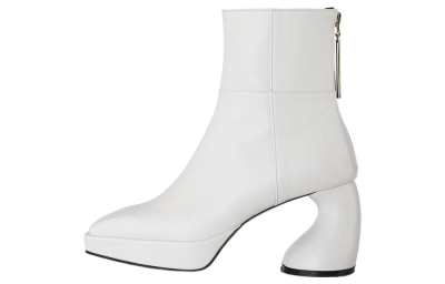 YUUL YIE Cow Leather Ankle Boots 8.1cm Women's White
