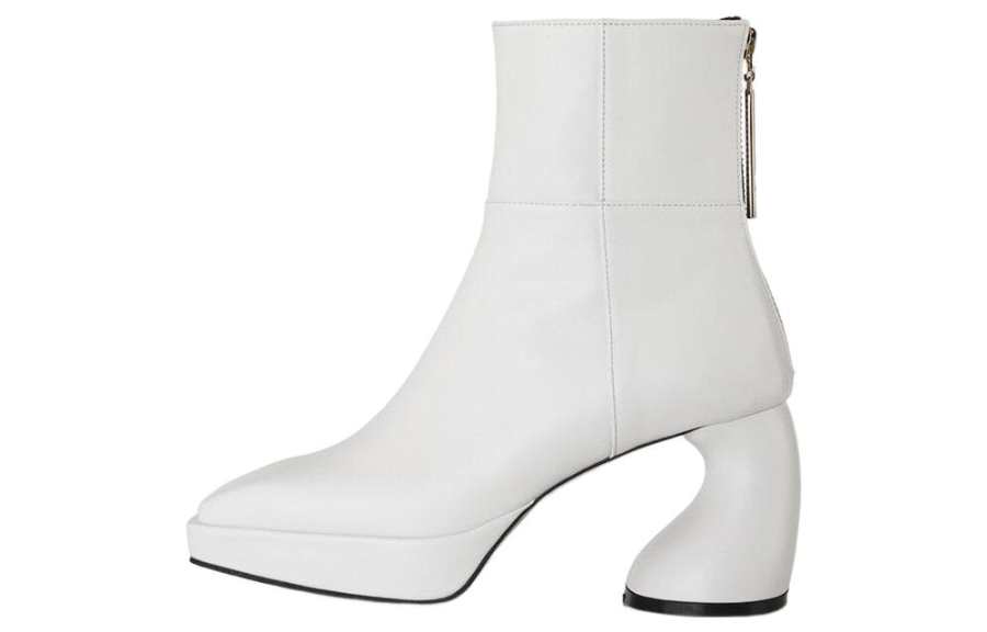YUUL YIE Cow Leather Ankle Boots 8.1cm Women's White