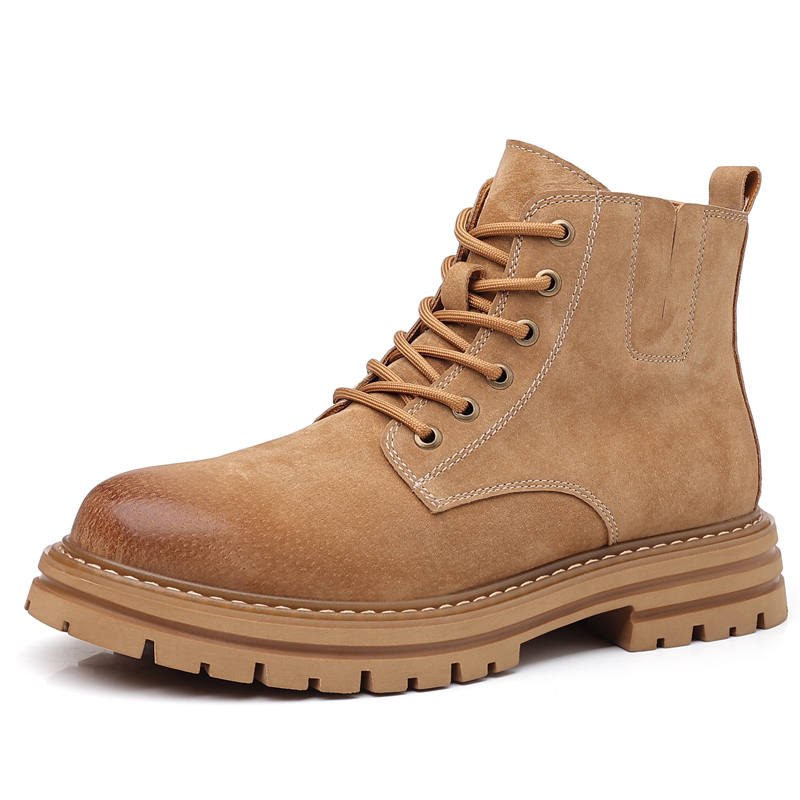 NIANZOUSUO NIANZOUSUO Split Pig Leather Crew Combat Boots 3cm Men's