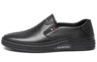 TRUMPPIPE Top Grain Cow Leather Casual Shoes Men's Black