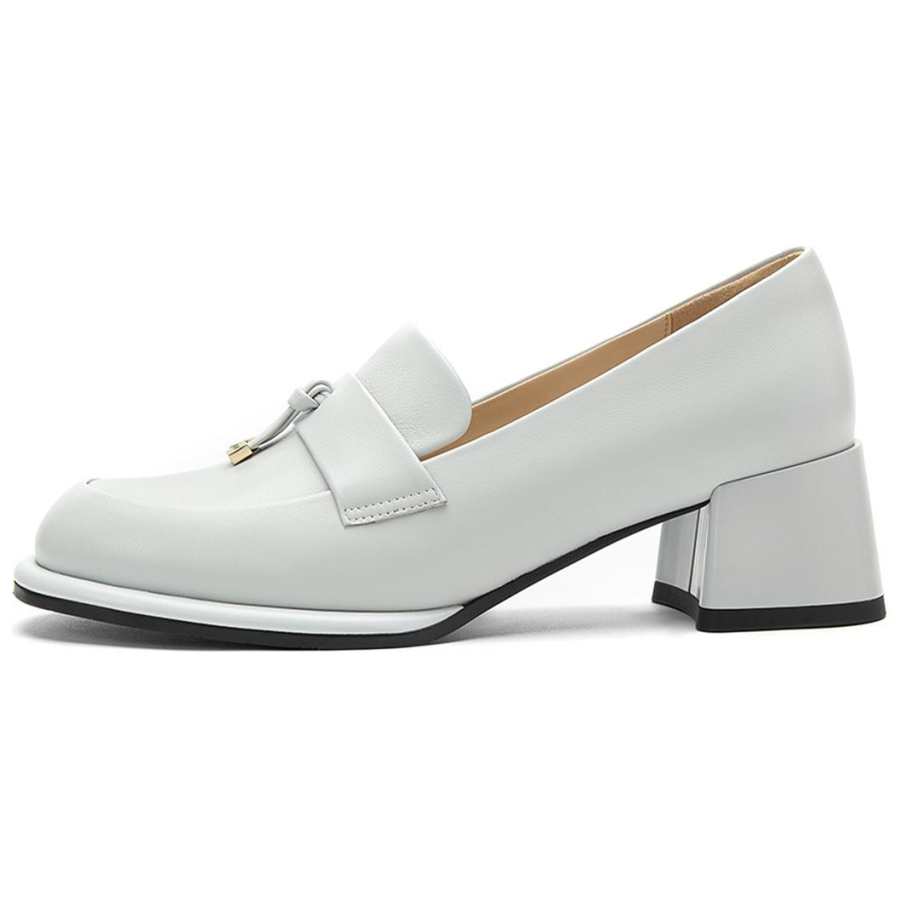 NINE WEST Sheepskin Chunky Heel High Heels 5.4cm Women's