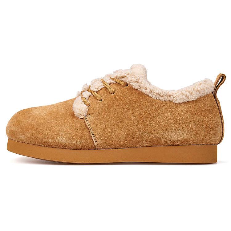 Joy&Mario Cow Split Leather Versatile Birkenstock Fleece Lined Fuzzy Low top Casual Shoes Women's