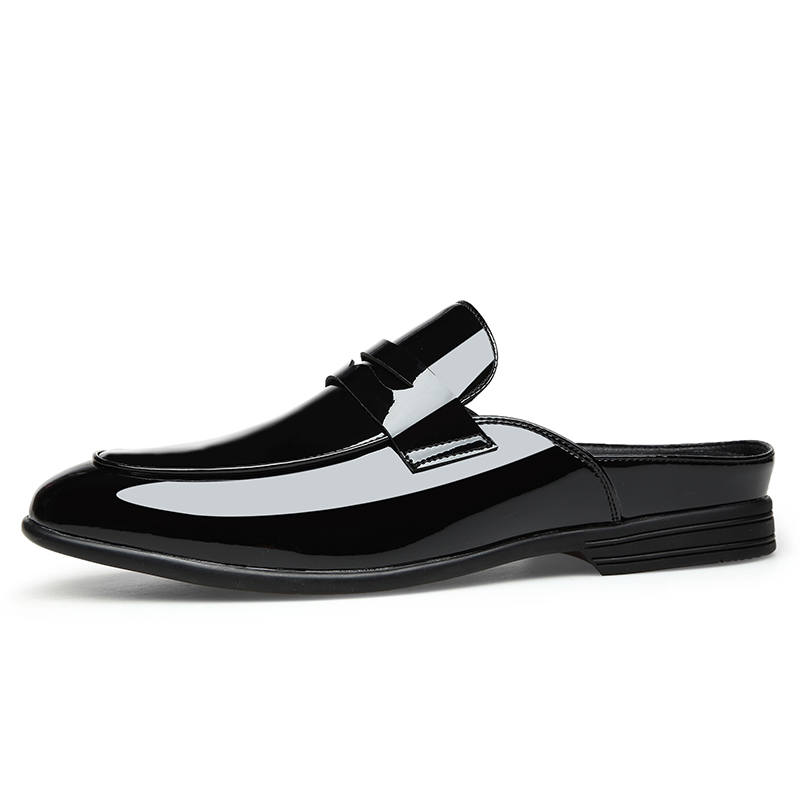 LUOMAIKE Cow Split Leather Closed Toe Slippers Men's Black
