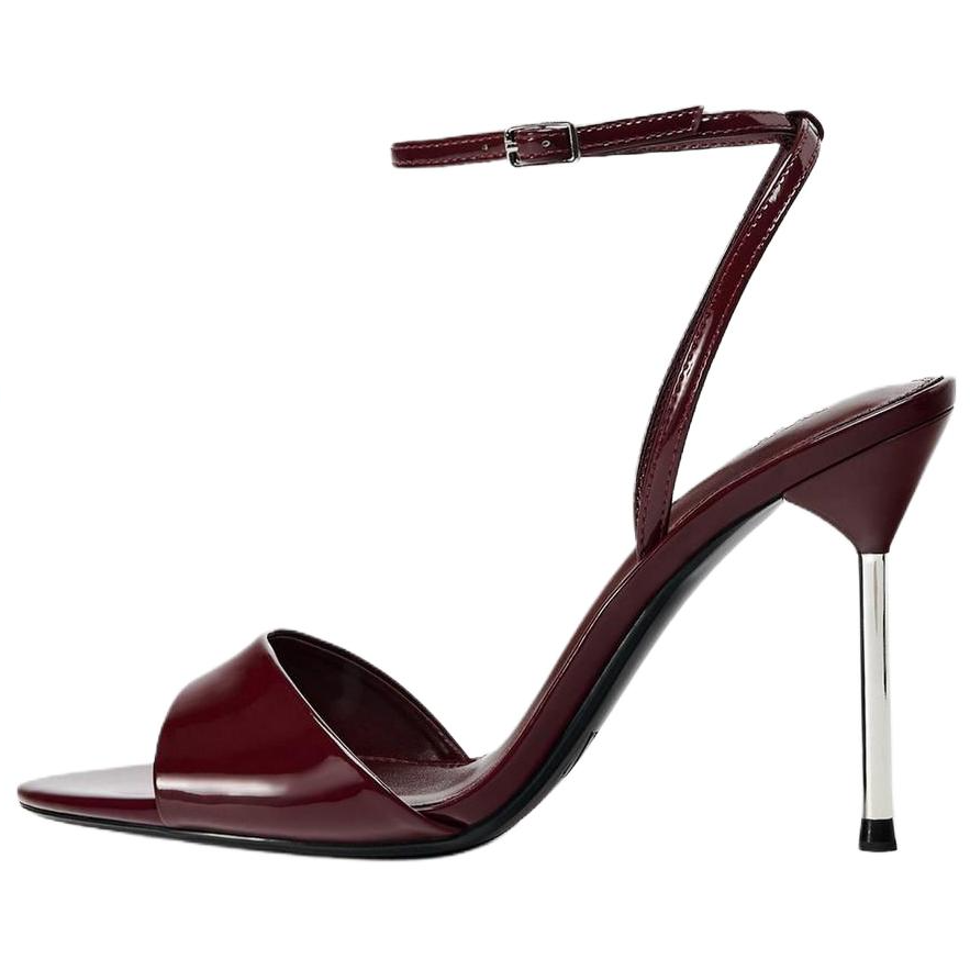 ZARA One Strap Sandals 10cm Women's Red