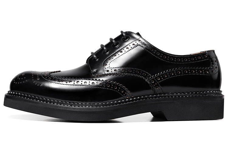 THOM WILLS Brogue Brogues Business Shiny Derby Shoes Old Money Style Dress Shoes Men's Black