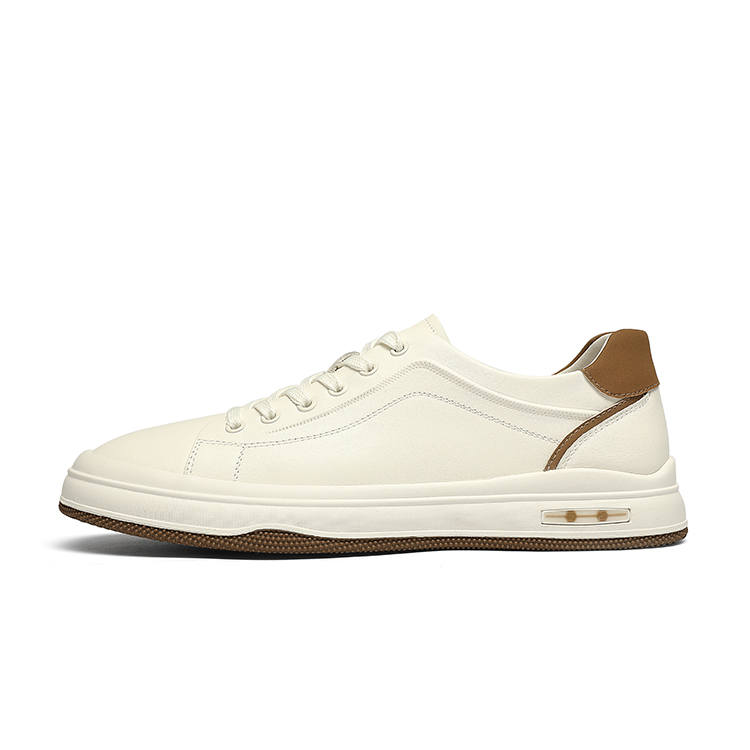 CROWN Slip Resistant, Abrasion Resistant, Lightweight Low top Skateboard Shoes Men's White Apricot