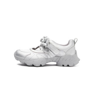 Talitaqoom Textile, Synthetic Leather Platform Mary Jane Shoes Women's Silver Gray