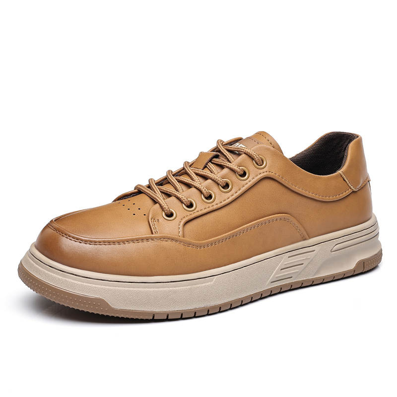 CITONGXIANSHENG Cow Split Leather Casual Shoes Unisex Brown