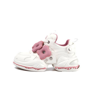 OOPPSS C Cow Leather Abrasion Resistant Low top Chunky Sneakers 6CM Women's Pink
