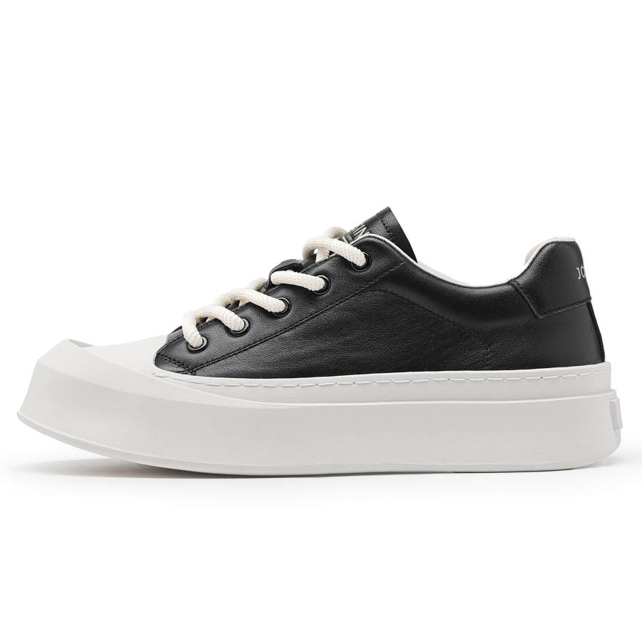 JOSINY Top Grain Cow Leather Low top Skateboard Shoes Men's Black