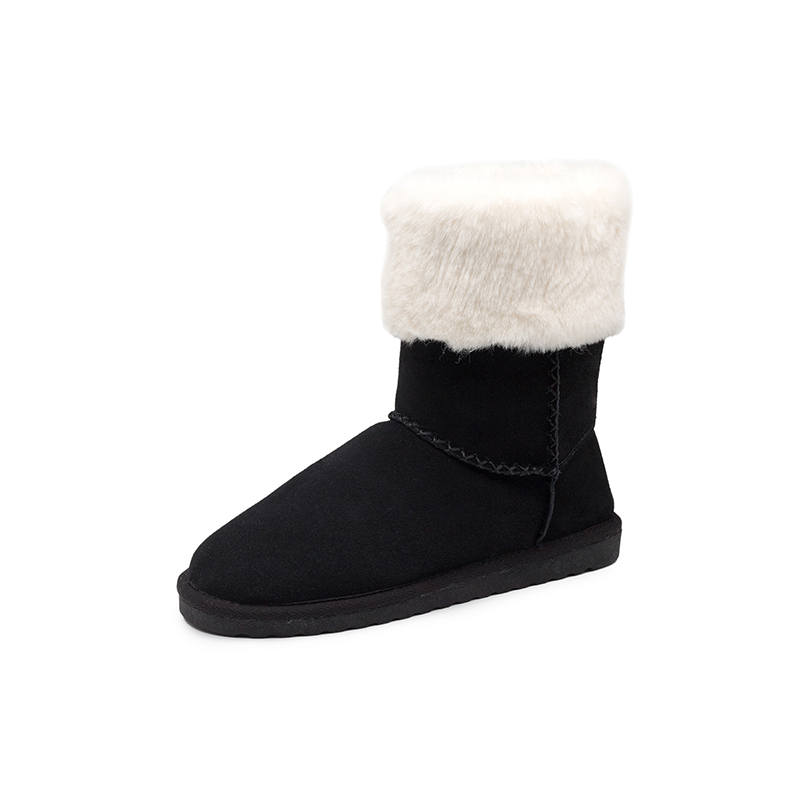BESTFEEL Cow Suede Short Mid Calf Snow Boots Women's