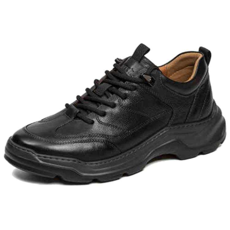 Satchi Top Grain Cow Leather Abrasion Resistant Low top Casual Shoes Men's Black