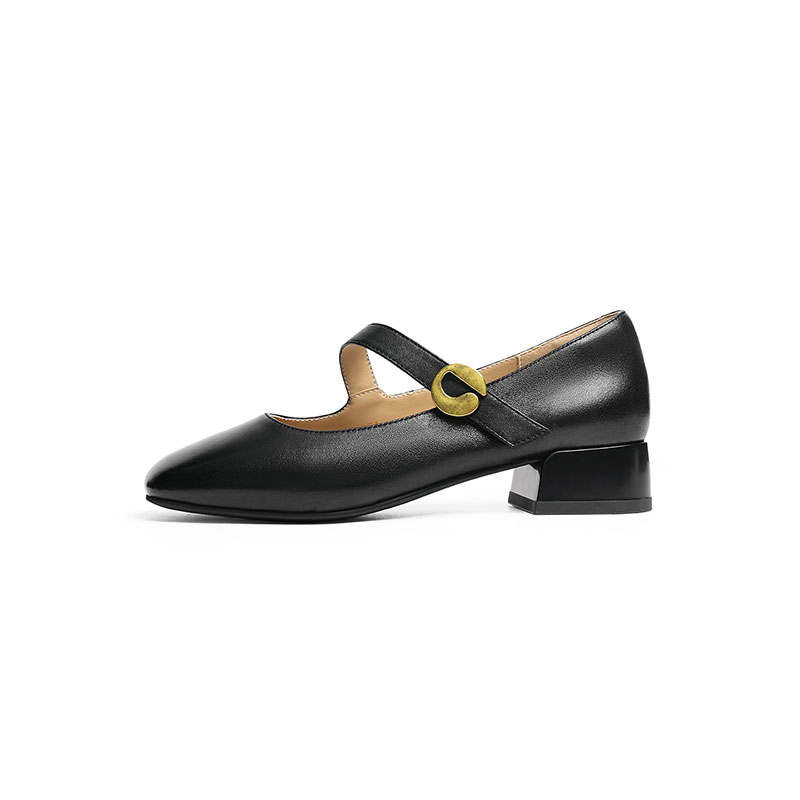 RED DRAGONFLY Sheepskin Comfortable Chunky Heel, Elegant Small Leather Shoes 3.1cm Women's