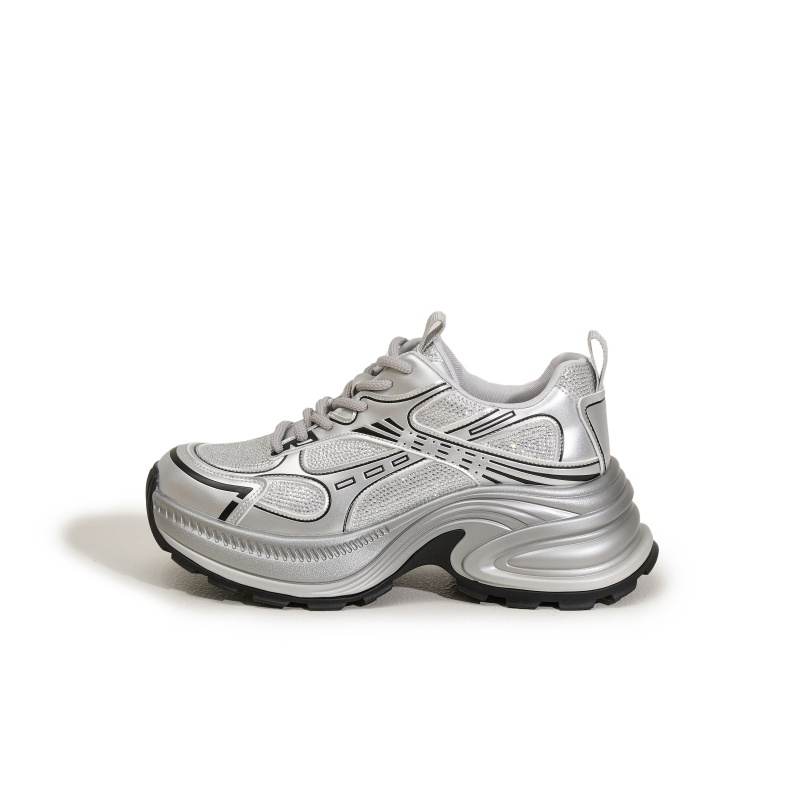 MILANLIANGE Abrasion Resistant Lightweight Height Increasing Low top Chunky Sneakers Women's