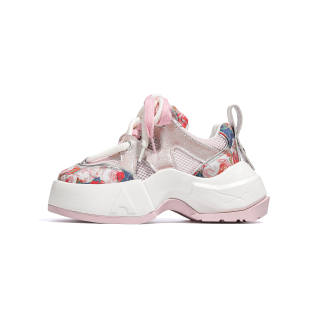 WANG&My&love Cow Split Leather Low top Classic All Season Trendy Brand Chunky Sneakers Women's