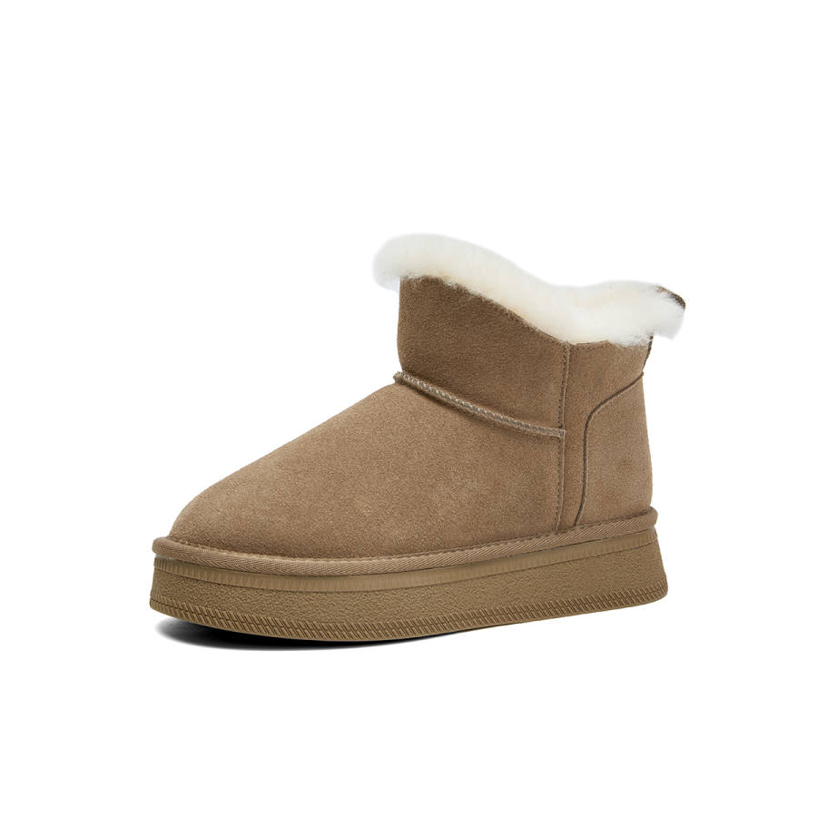 PT'SON PT'SON Cow Split Leather Short Snow Boots Women's