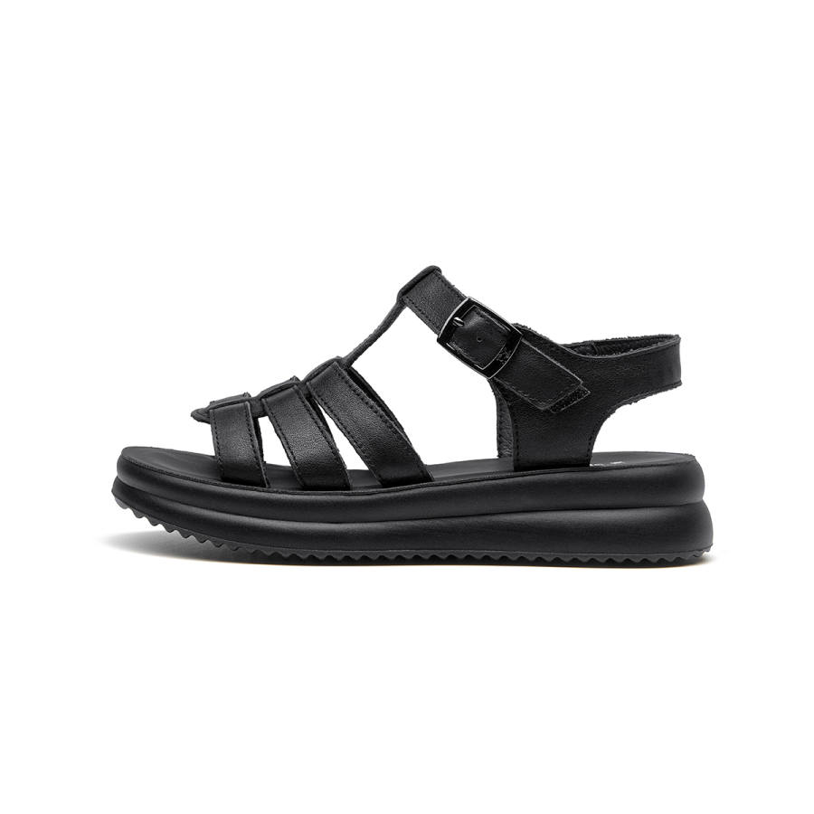 Spider King Cow Leather Roman Sandals 4cm Women's Black