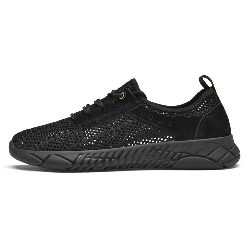 YINGLUNQISHI Top Grain Cow Leather Low top Casual Shoes Men's Black