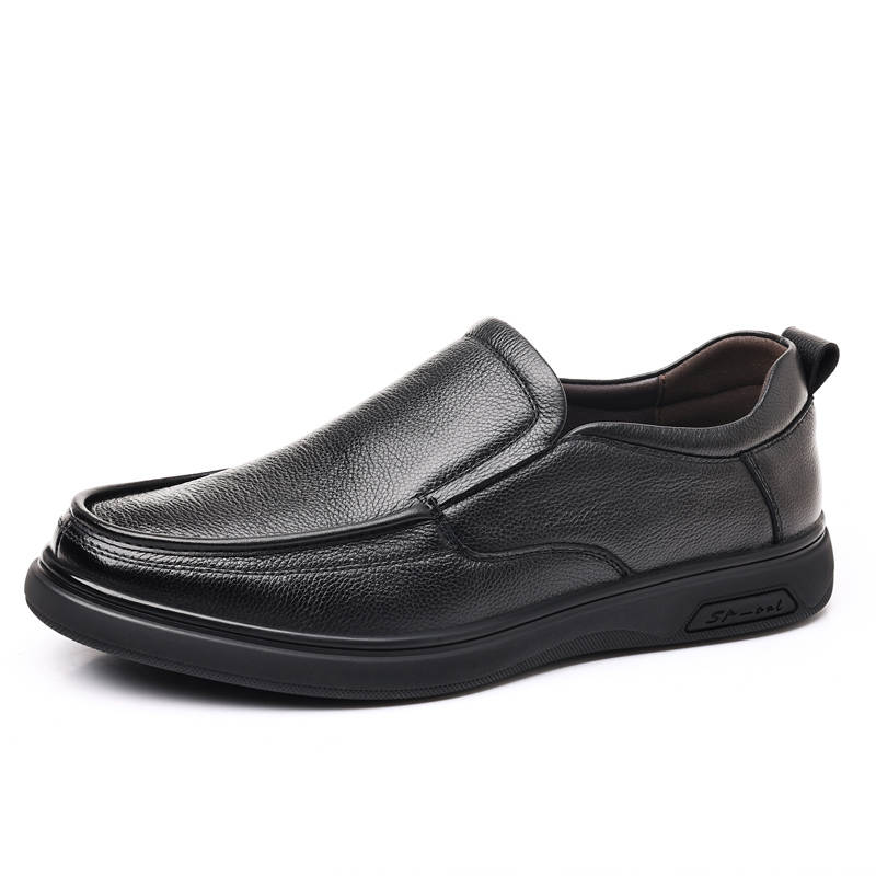 YINGLUNQISHI Top Grain Cow Leather Casual Shoes Men's Black