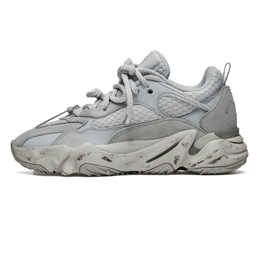 HACKBUTEER Synthetic Leather Low top Chunky Sneakers Men's Gray