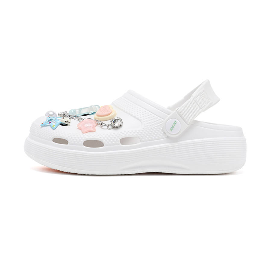 JOSINY Summer Petite Platform Height Increasing 5.4cm Outerwear Trendy Fashion Lazy Slip on EVA Clogs Women's Ecru