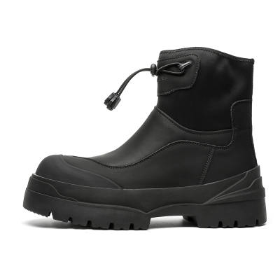 PINYI Microfiber Leather Ankle Boots Men's Black