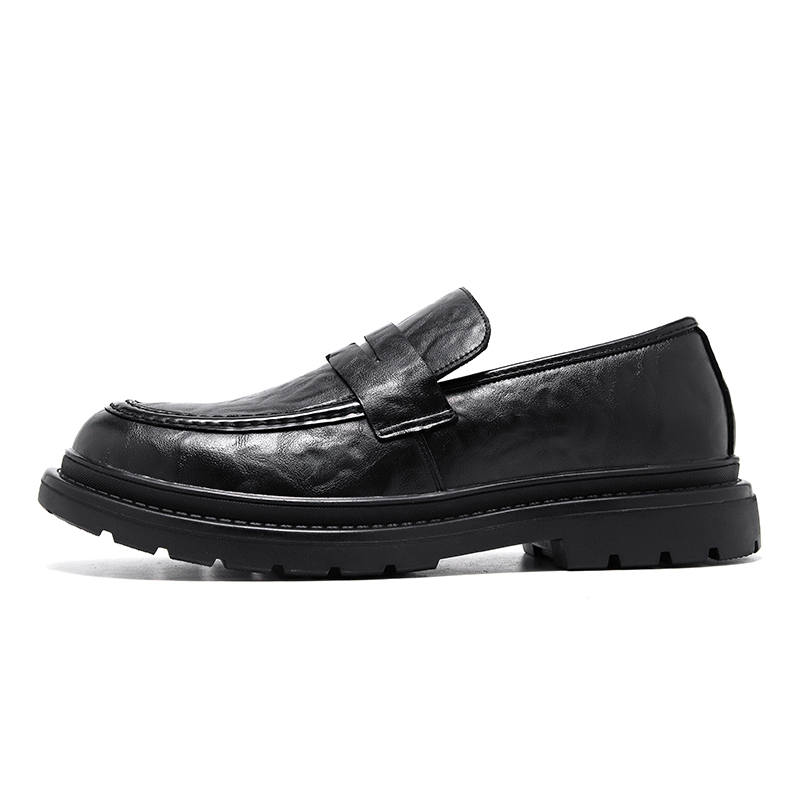 KAQIAODI Cow Split Leather Casual Shoes Men's Black
