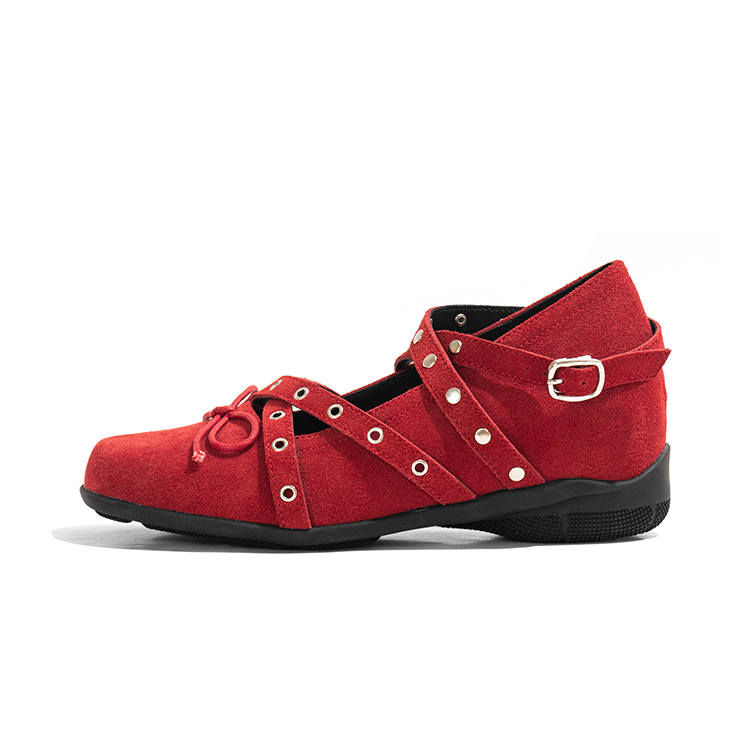 LAOMIAO Nubuck Chunky Heel Mary Jane Shoes Women's Red