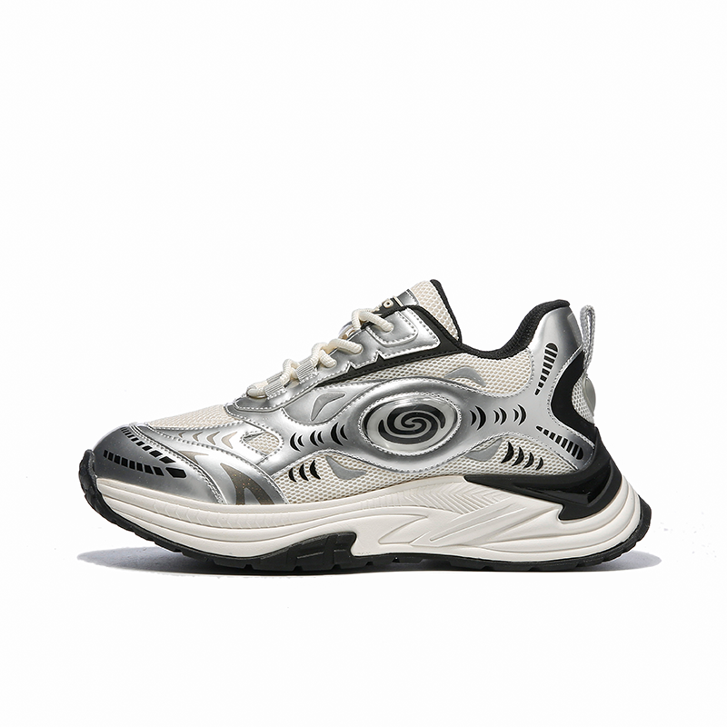 DVO Slip Resistant And Breathable Slip Resistant And Breathable Low top Chunky Sneakers Unisex Liquid Silver