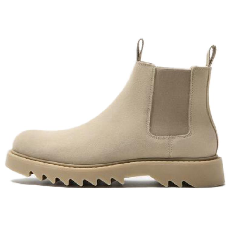 ZARA Cow Leather Short Chelsea Boots Men's Beige