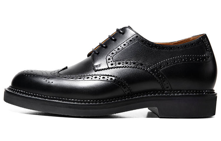 THOM WILLS Brogue Brogues, Calfskin Derby Shoes, Old Money Style Dress Shoes Men's Black