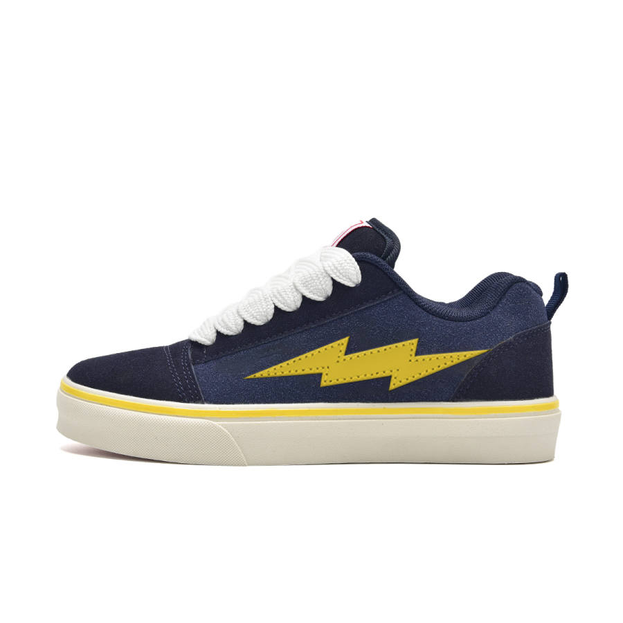 ABCIO Cushioning Lightweight Breathable Low top Skateboard Shoes Unisex Navy Blue Yellow