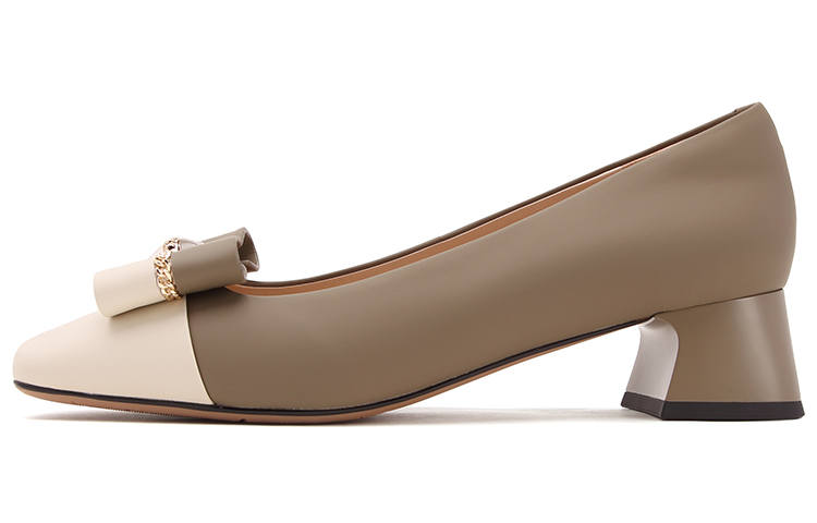 Satchi Chunky Heel High Heels 4cm Women's Khaki