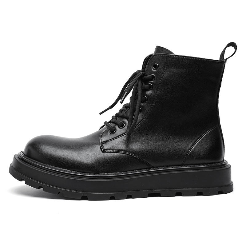 KAQIAODI Microfiber Leather Short Combat Boots Men's Black