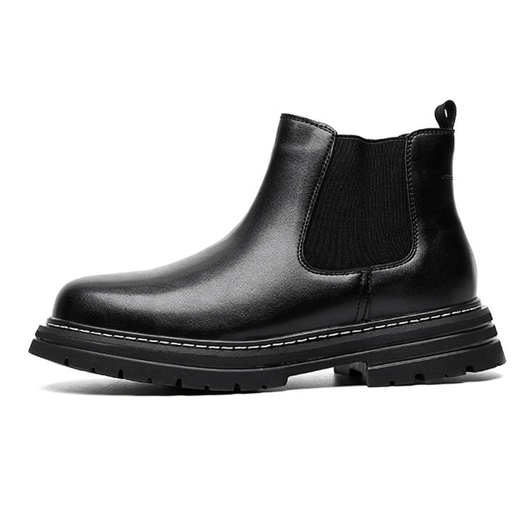 GZZ GZZ Microfiber Leather Short Chelsea Boots Men's Black
